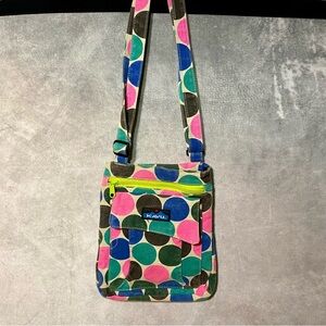 Kavu Canvas Colorful Circle Polka Dot Crossbody Bag Pink Blue Green Purse